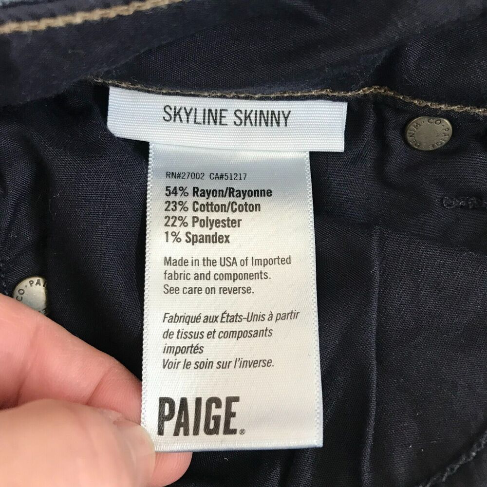 Paige Skyline Skinny Womens 26 Mona Dark Wash Low Rise Pockets Stretch - Picture 10 of 13